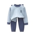 thumbnail image 4 of Viluyesy Girls 2 Piece Outfit Mock Neck Print Top and Jogger Pants Long Sleeve Soft Comfortable Warm Cute Casual Loungewear Set Blue Size 11, 4 of 9