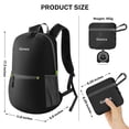 thumbnail image 2 of Mochila Gonex ultraligera y plegable de 20 litros (negra), 2 of 7