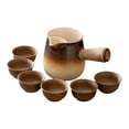 thumbnail image 4 of Tetera y tazas de cerámica de 500ml, Infusor de té, tetera de hojas de té sueltas y florecientes con mango antiescaldaduras, tetera para Hotel y hogar Marrón Macarena Tetera, 4 of 8