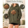 thumbnail image 4 of Pet Pouch Hoodie for Women, Cat Dog Carrier Sweatshirt with Easy-Clean Zipper Pet Pouch, Oversized Long Sleeve Pullover(Army Green,2XL), 4 of 9