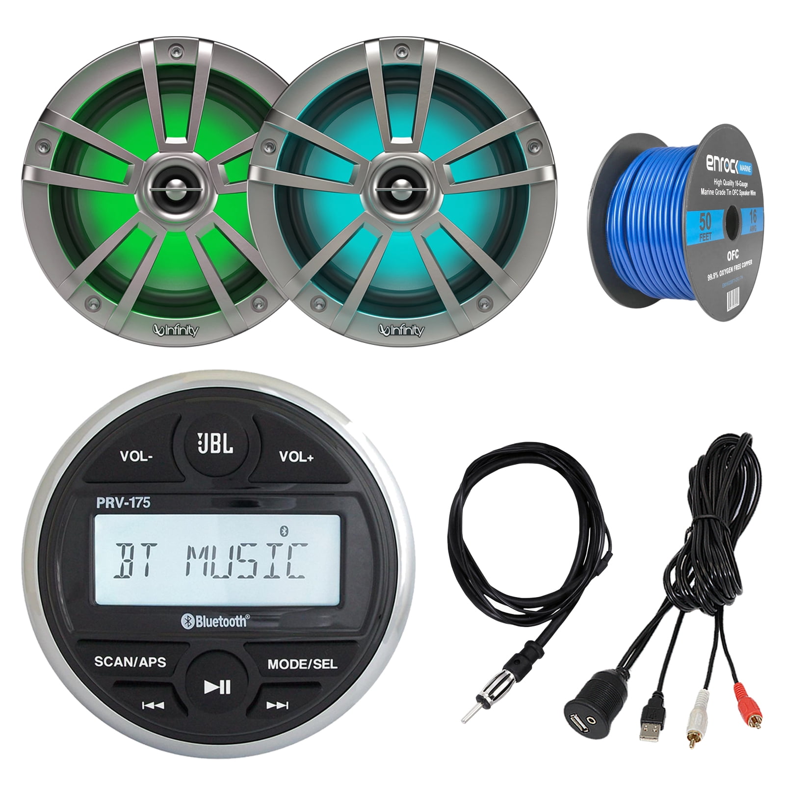 JBL PRV175 Marine Bluetooth Digital Media Radio, Infinity 8" Coaxial