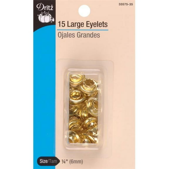 Dritz Eyelets - Brass, Large, 1/4", Pkg of 15
