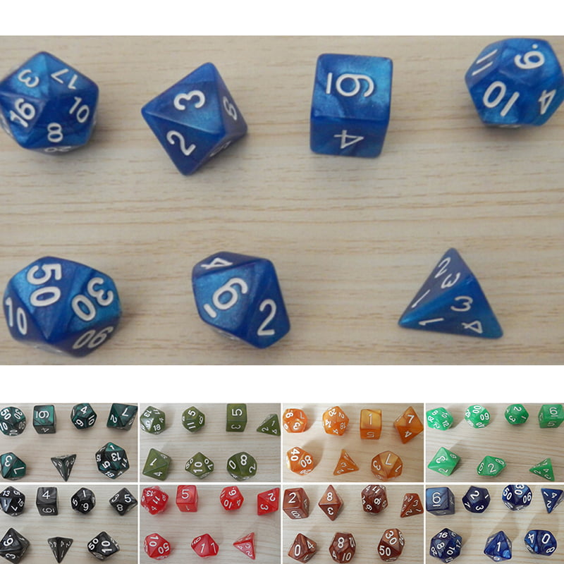 NEW Set of 6 White D8 with Multi-Colored Numbers RPG D&D Gaming Eight Sided Dice 