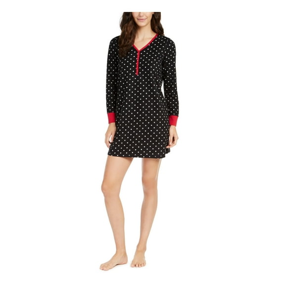 CHARTER CLUB INTIMATES Intimates Black Polka Dot Sleepwear Nightgown XL