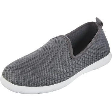 isotoner Zenz Mens Slip-On Slippers, Lightweight Knit Loafers with A Soft Microterry Lining