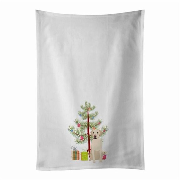 Carolines Treasures WDK3091WTKT 28 x 19 in. Unisex Labrador Retriever Yellow No.3 Christmas White Dish Towels Kitchen Towel - Set of 2
