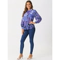 thumbnail image 3 of DARING DIVA Women's Button Down Floral Print Chiffon Tops S Purple, 3 of 6