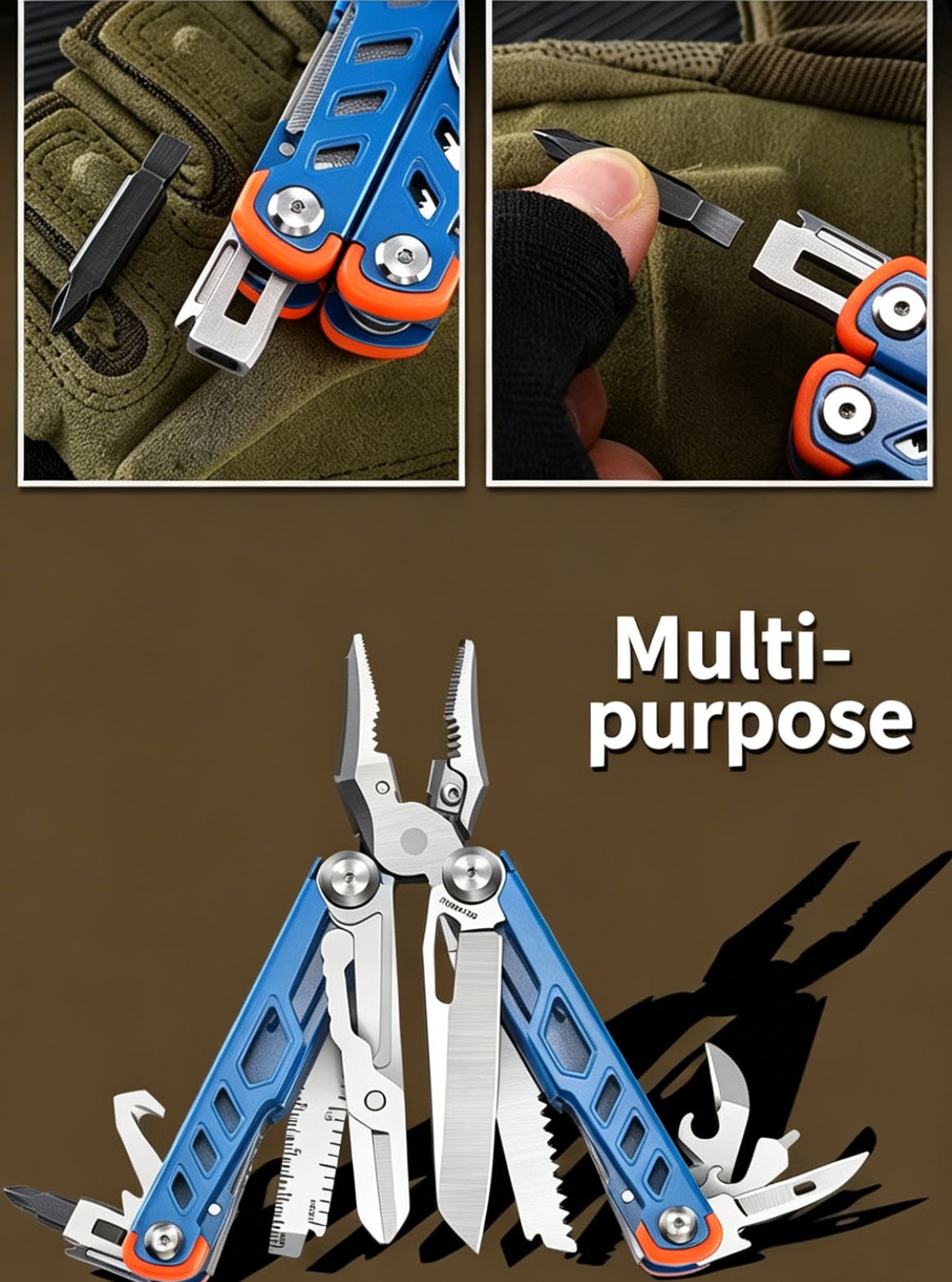 3mm Cuttable Iron Wire Multifunction Tool Pliers 5Cr15MoV Stainless Steel Folding Edc Tool with Rebound Scissors for Emergency Survival