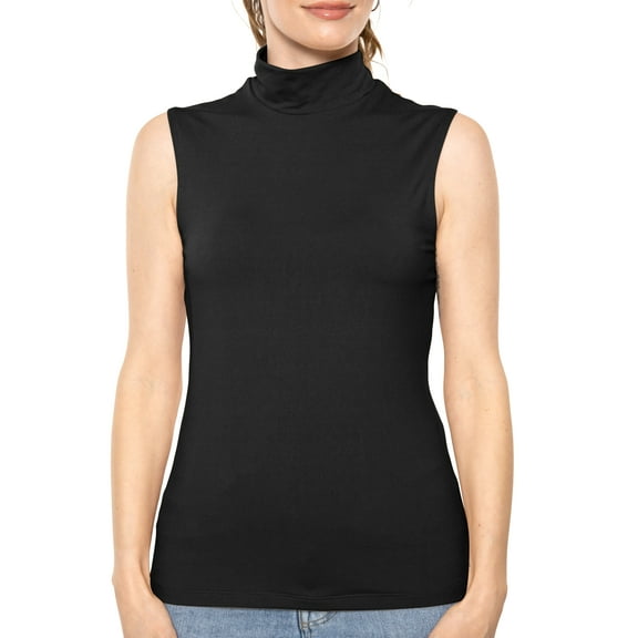 Stretch Is Comfort Women's Oh so Soft Sleeveless Mock Neck Top | Adult Small-Large