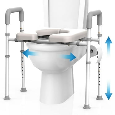 Agrish Raised Toilet Seat with Handles - 400 lbs, Adjustable, Fit Any Toilet