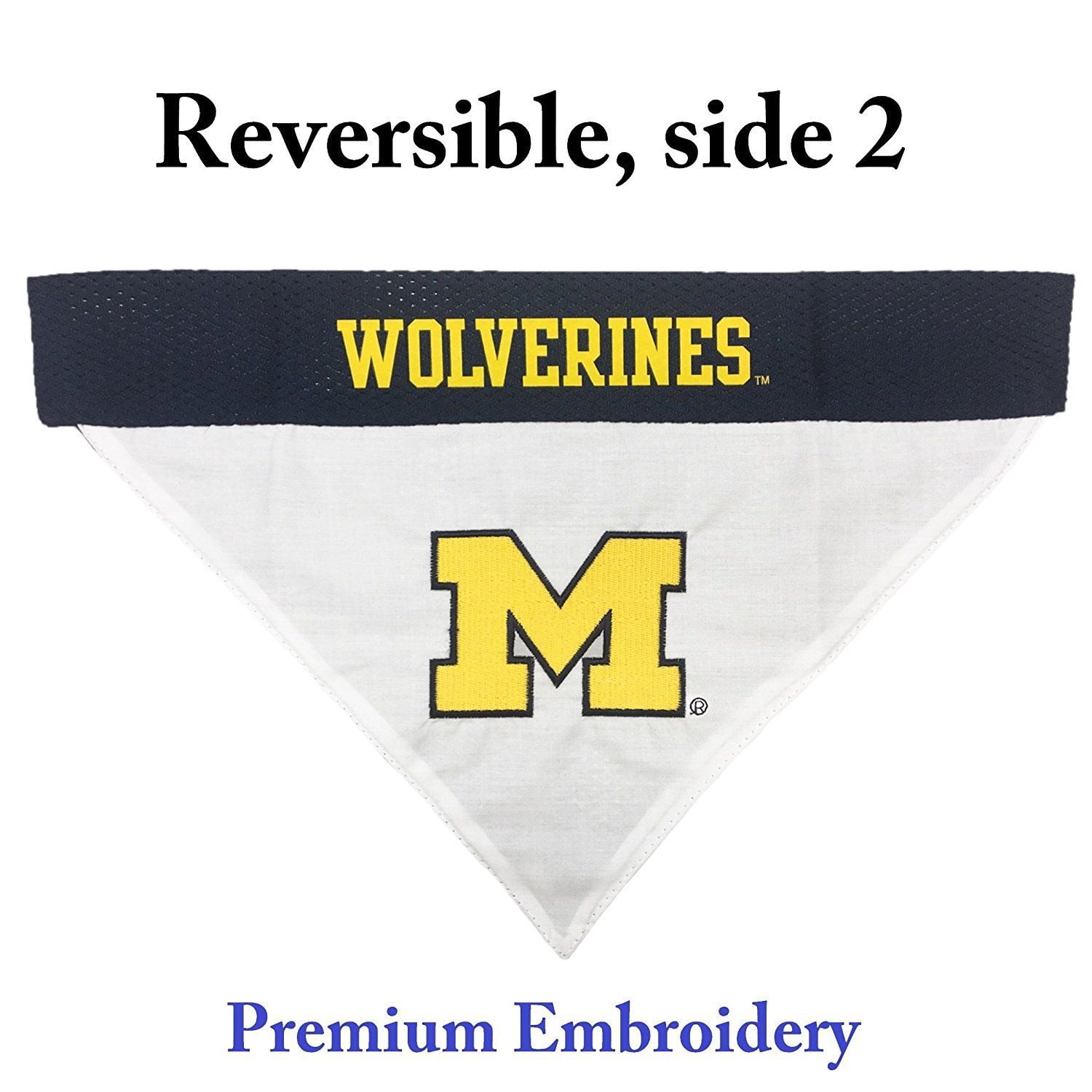 Pets First Collegiate Michigan Reversible Bandana -Home & Away Mesh & Premium Embroidery For Dogs & Cats