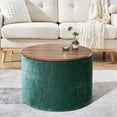 thumbnail image 3 of 2-Piece Set Round Chenille Storage Ottoman, Equipped with a Drum Shaped Small Stool, Storage Space, and MDF Made Desktop Panel ( 23.62"x23.62"x16.53"), 3 of 14