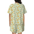 thumbnail image 6 of Uemuo Dog And Flower Pattern Women's Short-Sleeved Pajama, Button-Front Loungewear, 2-Piece Summer Sleepwear, Elastic Drawstring Shorts-Small, 6 of 7