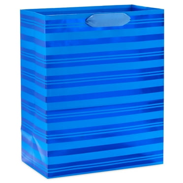 Hallmark 13" Large Gift Bag (Blue Foil Stripes on Blue)