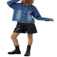 thumbnail image 4 of QJUHUNG Veste en Denim Lavé pour Femmes Manches Longues Boutonnée Cadeaux pour Femmes, 4 of 6