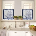 thumbnail image 2 of 36 Inch Long Tier Curtains for Kitchen, Nautical Blue Retro Ocean Sailboat Seagull Bathroom Window Curtains Rod Pocket Short Curtains Window Treatment Tiers for Living Room Farmhouse 2 Panels, 2 of 5