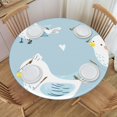 Cartoon Birds Seamless in Light Blue Round Tablecloth Fitted Tablecloth