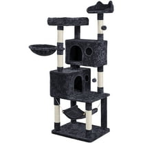 Alden Design 64.5"H Multi-level Cat Tree Tower with Condos and Perches, Black