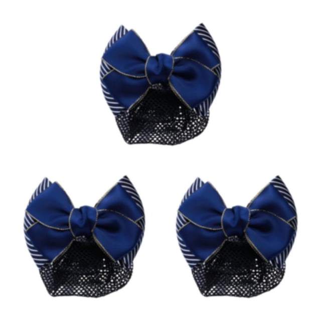 kurtrusly Bow Work Hair Clips Hair Accessories For And Style Snood Net Elastic Hair Nets Thick stripes-gold 3Set