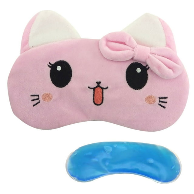 Bangcool Sleeping Mask Cute Cartoon Cat Blindfold Eyeshade with Ice Pack for Home Travel