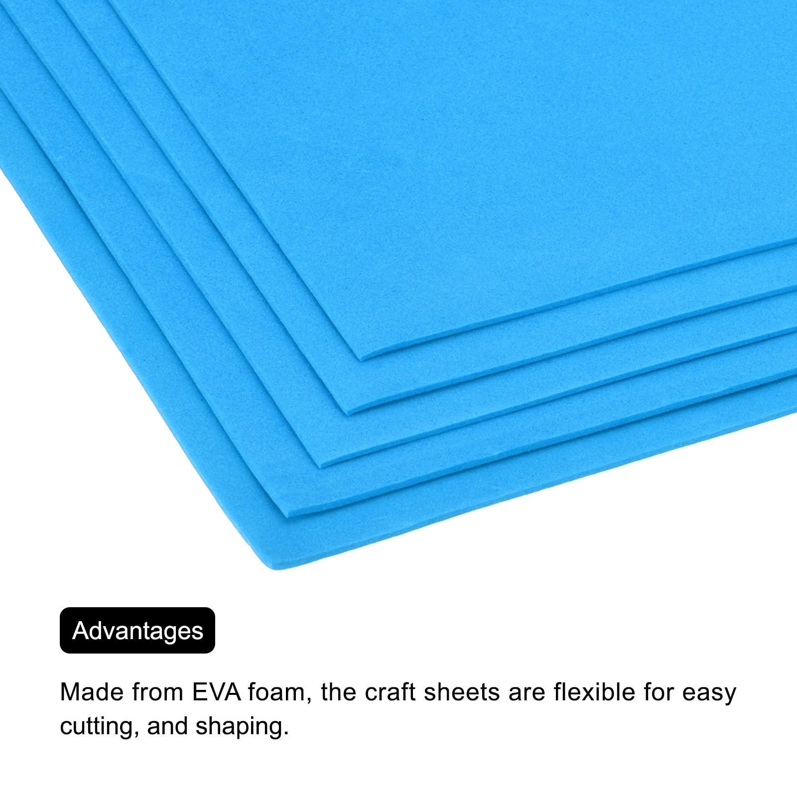 Uxcell EVA Foam Sheets Lake Blue 19.7 Inch x 19.7 Inch 2mm Thick Crafts Foam Sheets for Costumes, Arts and Crafts Projects Pack of 5