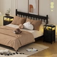 thumbnail image 2 of Tall Night Stand with Charging Station and Led Light, Small Dresser with Open Shelf and 4 Storage Drawers, Black Side Table Fabric Nightstand for Bedroom, Entryway, Bedside Furniture, 2 of 18