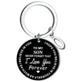 thumbnail image 1 of Llaveros para mujer, llavero de billetera, llavero de auto, llavero DIY para mi hijo, llavero de acero inoxidable negro con apellido de 26 letras, 2,5 cm, decoraciones de moda, 1 of 3
