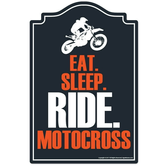 Eat Sleep Ride Motocross Novelty Sign | Indoor/Outdoor | Funny Home Décor for Garages, Living Rooms, Bedroom, Offices | SignMission personalized gift Wall Plaque Decoration