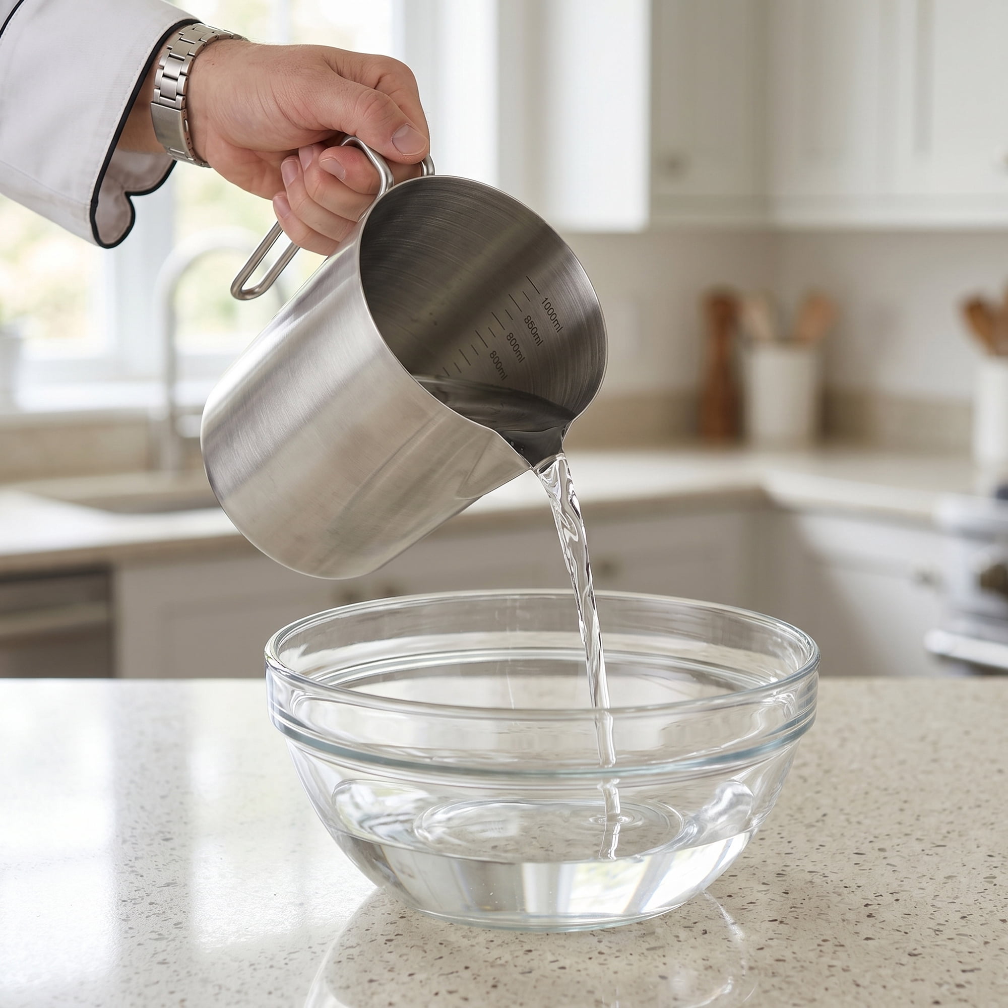 Unique Bargains Stainless Steel Measuring Cup for Kitchen Use Silver 1000ml