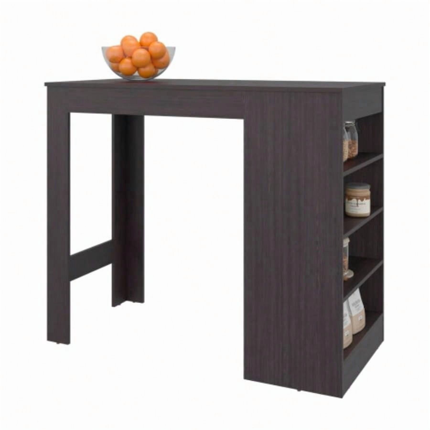 Modern Kitchen Island with 4 Storage Shelves, Finished in Black Wengue, Suitable for Small to Medium Kitchens
