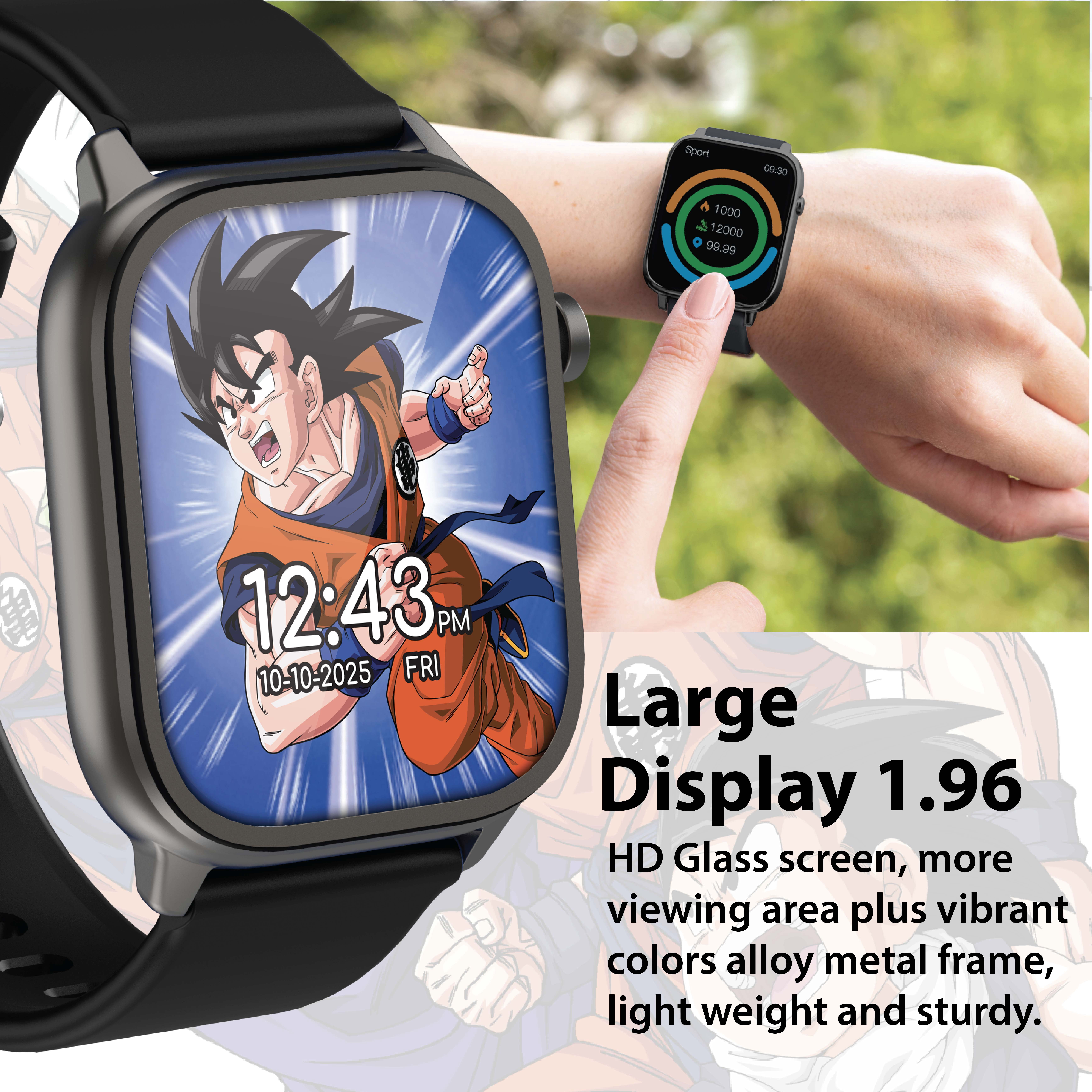 Dragon Ball Z iTime Digital Adult 46 mm Smart Watch with Blue and Gray Interchangeable Silicone Straps