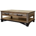 thumbnail image 2 of BenJara Peya 50 Inch 4 Drawer Coffee Table, Shelf, Distressed Gray, Brown Pine Wood, 2 of 5