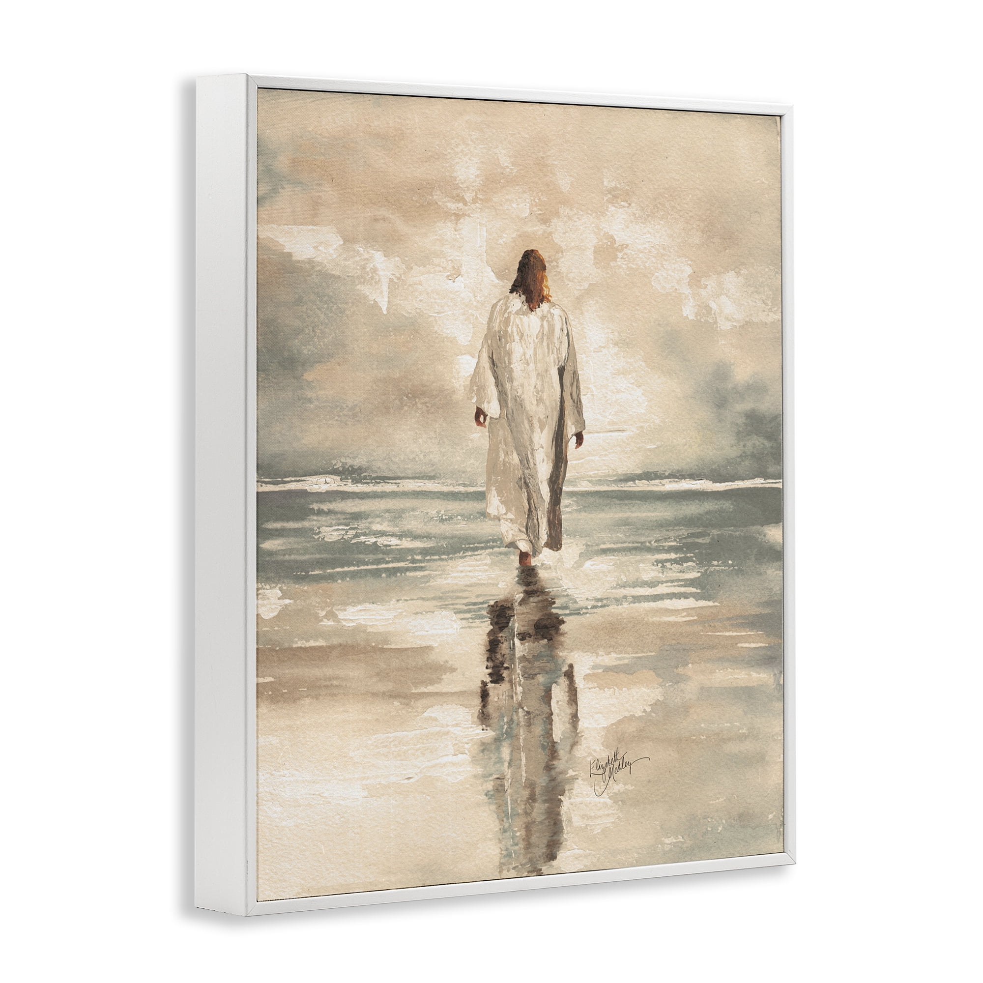 Stupell Industries Jesus Calms The Sea White Framed Giclee Art, design by Elizabeth Medley