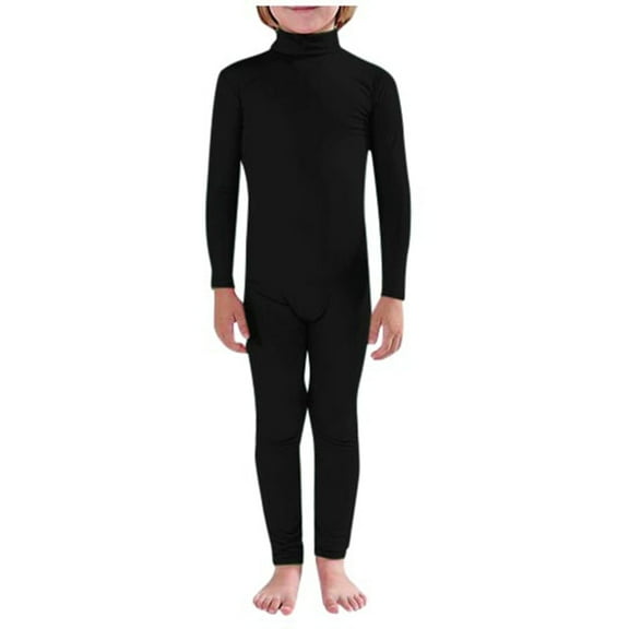 HUANBAI "Unisex Solid Color Stage Performance Costume Seamless Tight Bodysuit For Cosplay And Dance (Black)" Boys' jumpsuit