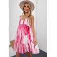 thumbnail image 4 of ABPHQTO Vestido lencero fluido con volantes en capas y efecto teñido anudado rojo para mujer, 4 of 5