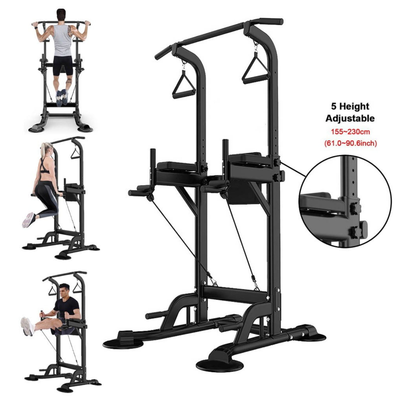 Power Tower Dip Station Adjustable Pull Up Bar Strength Training Gym Exercise US 