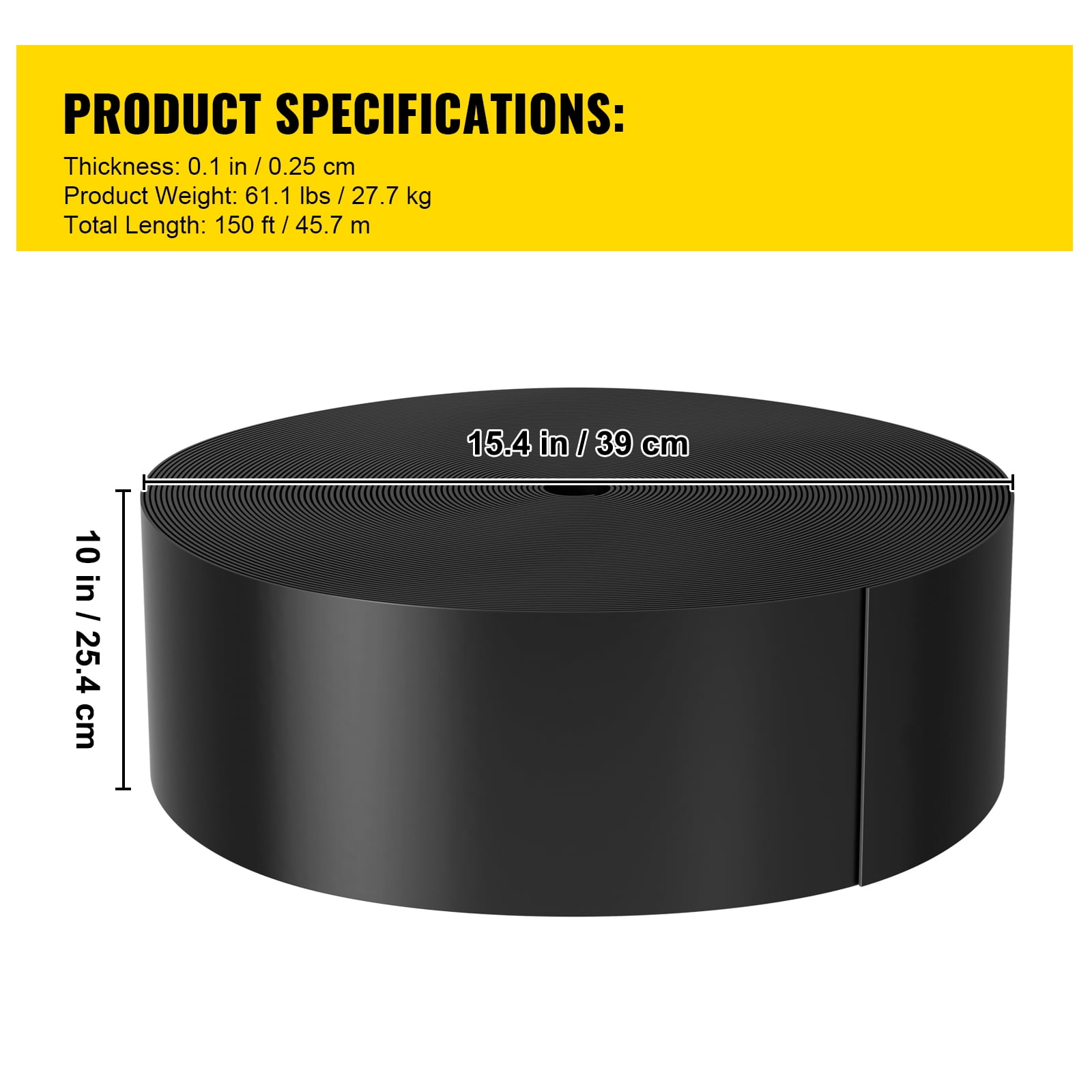KFFKFF Garden Landscape Edging 10 in x 150 ft Recycled HDPE Terrace Edging Coil, Flexible Plastic Lawn Border for Flower Bed, Yard, Driveway, Garden, Lawn, Prevents Weed Encroachment (Black)