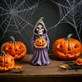 thumbnail image 2 of Shoreew Halloween Skull Pumpkin Figurine Resin Skeleton Holding Pumpkin Statue Spooky Tabletop Ornaments for Indoor Home Decor, 2 of 7