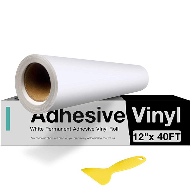 Rollo de vinilo HTVRONT blanco permanente de 3,66 m x 12,19 cm para Cutte