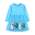 thumbnail image 1 of oqasdz Robe de Fille Robe de Fête pour Filles Robe d'Hiver avec Imprimé Bonhomme de Neige Festif Robe Élégante, 1 of 6