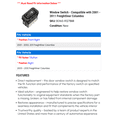 thumbnail image 2 of Window Switch - Compatible with 2001 - 2011 Freightliner Columbia - Dorman, 2 of 2