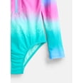 thumbnail image 3 of Wonder Nation Girls Zip Rash Guard Swimsuit with Long Sleeves, Sizes 4-16, 3 of 3