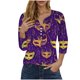 thumbnail image 1 of Camisetas de Manga Corta para las Mujeres, Estampado 3/4 Manga Cuello Redondo Superior, Moda Tela de Imitación Casual, 1 of 7