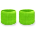 thumbnail image 2 of Couver Unisex Athletic Wrist Sweatbands 2-Pair Dual Layer Neon Nylon Apple Green, 2 of 9