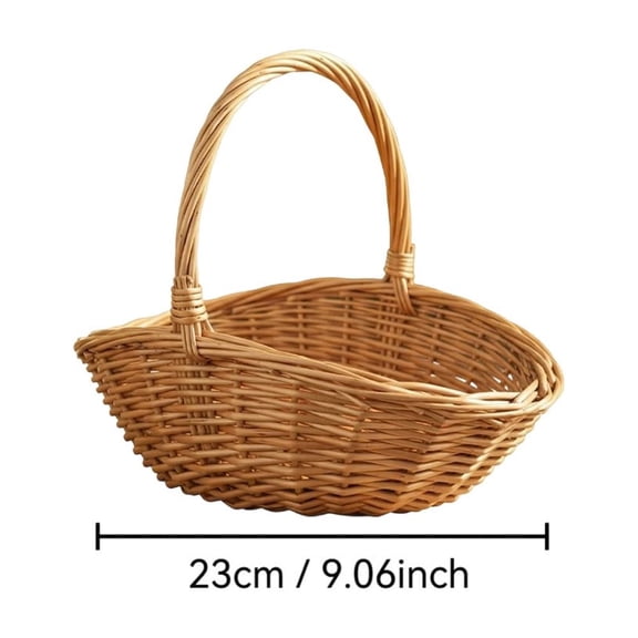 MMJ Small Picnic Basket with Handle Natural Handwoven Wicker for Easter Wedding Garden 8.7x6.3x8in