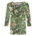 thumbnail image 4 of Mifsaly Casual Tops for Women Cotton 3/4 Sleeve Tunic Top Boho Vintage Print Work Blouse Spring Summer Loose Casual Everyday Shirts L, 4 of 5