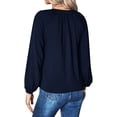 thumbnail image 4 of ZXSXSY Women Lacing V Neck Long Sleeve Ruched Solid Color Blouse, 4 of 7