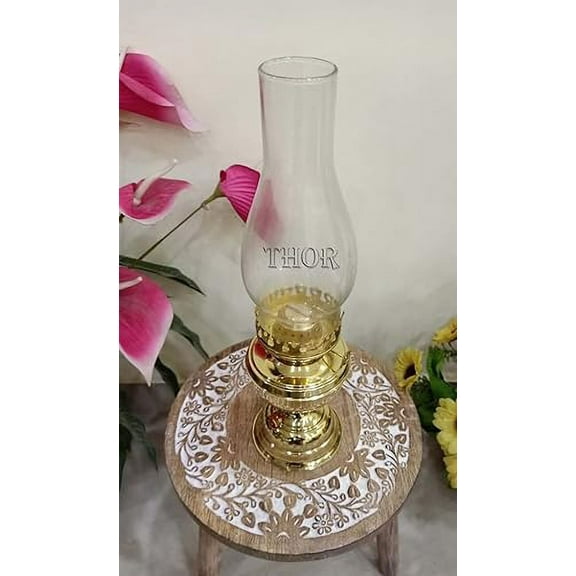 Brass Glass Oil Lamp Lantern - Maritime Collectible Home Decorative - Great for Gifting During - Weddings - Anniversaries Rustic Vintage Home Decor Gifts