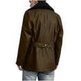 thumbnail image 6 of IYTR Men's Solid Color Peacoat Double Breasted Wool Coat Long Sleeve Warm Winter Fleece Lined Overcoat with Pockets Brown XXL, 6 of 7