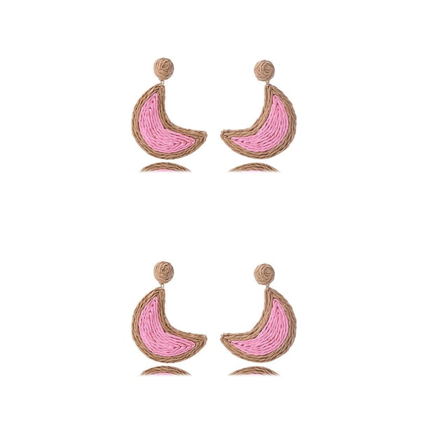 Minnieouse 1 par de pendientes colgantes en forma de luna Vintage de verano, joyería portátil, colgante para esposa para el hogar, rosa claro Rosa claro 2piezas